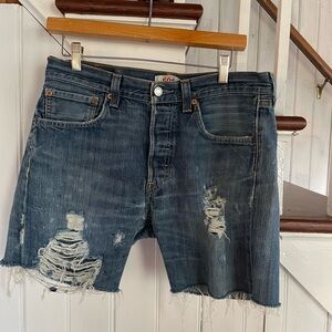 Levi original 501  Distressed Denim Shorts